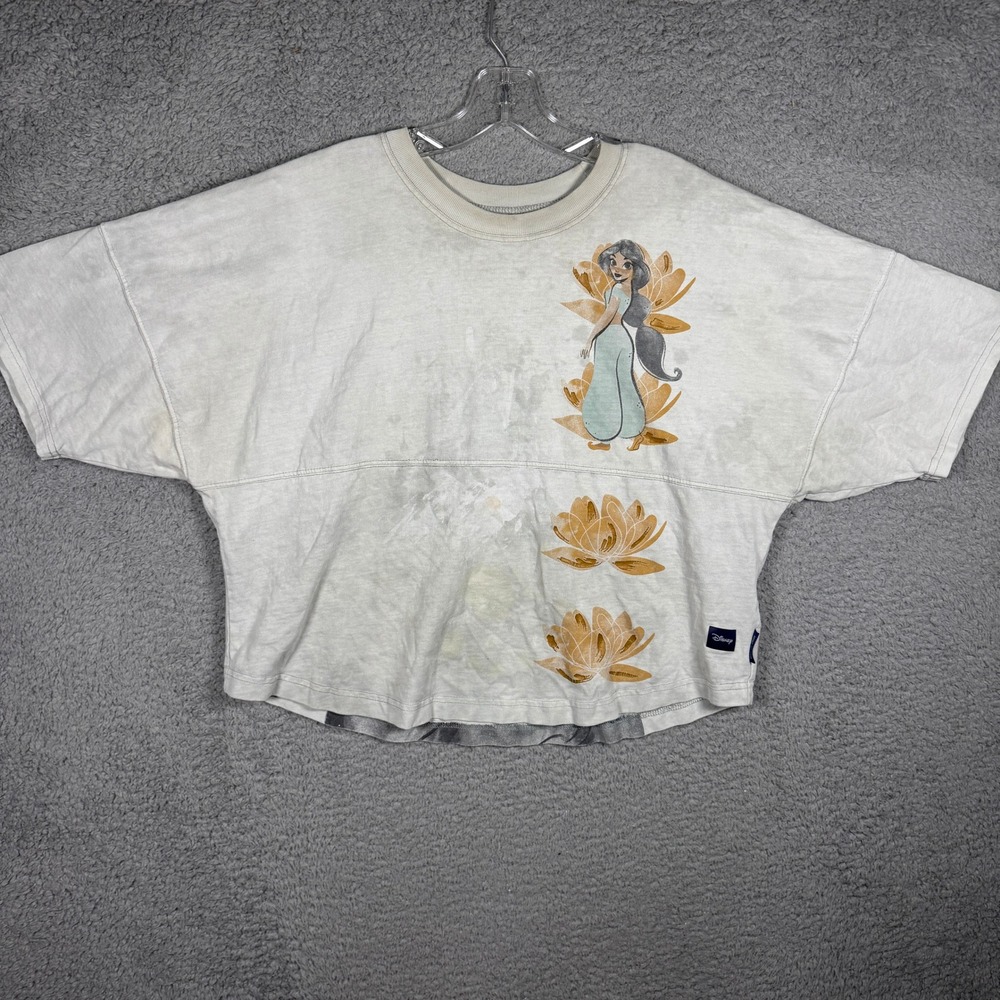 Disney Spirit Jersey Princess Jasmine Unlock the Magic Cropped T-Shirt Grey L